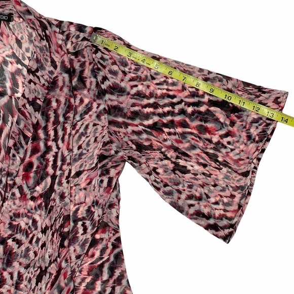 I.n Studio Sheer Pink Animal Print Drapey Open Front Cardigan Sweater - Picture 8 of 11